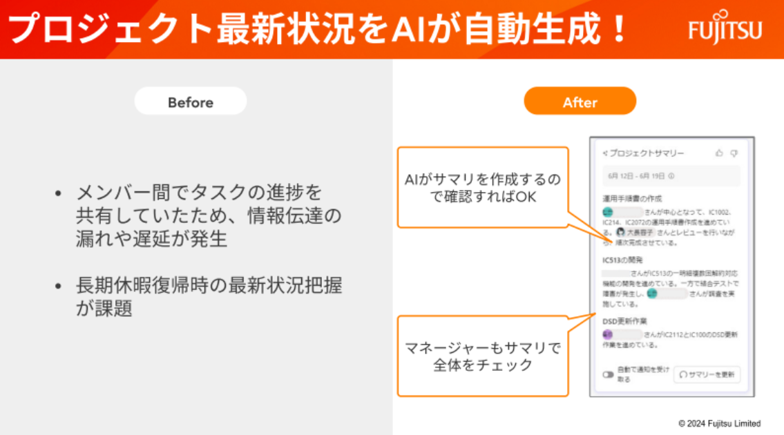 プロジェクト最新状況をAIが自動生産